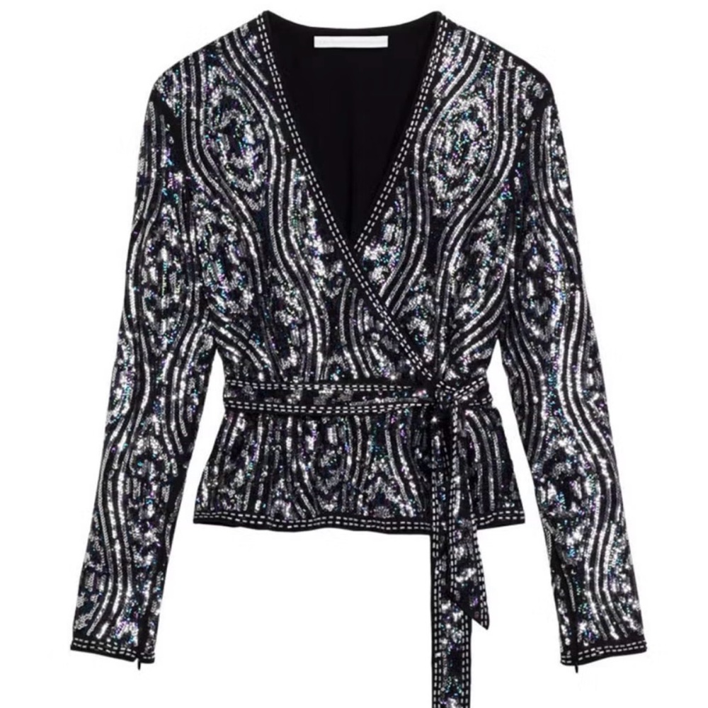 And other stories x Rodarte Sequin Wrap Top with Belt